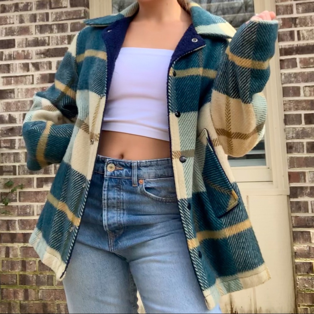 Blue flannel fleece-lined jacket